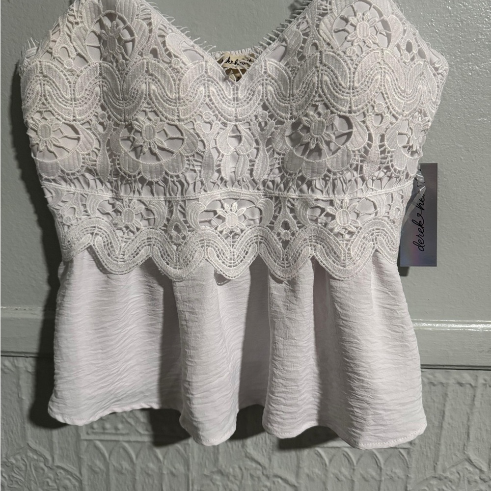 Derek Heart White Lace Peplum Camisole